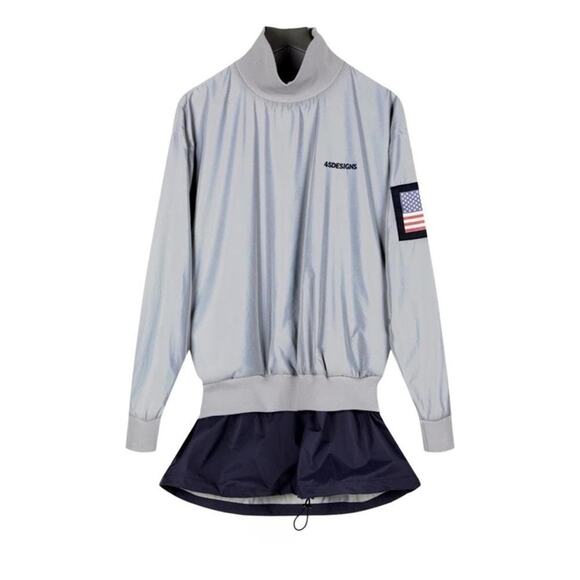 4SDESIGNS Gray Pullover Jacket American Flag Retails $1144 Athletic Streetwear - Picture 13 of 14